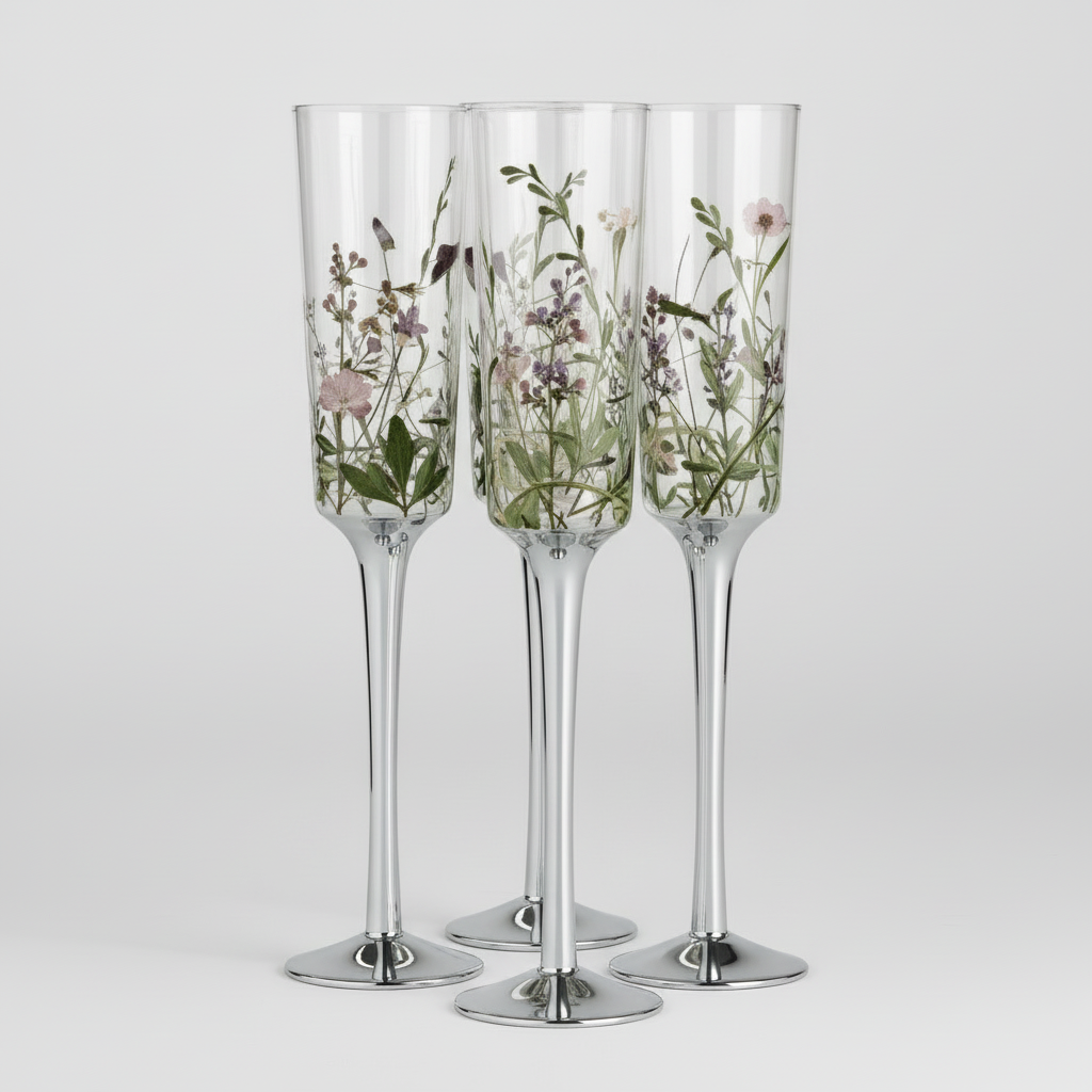 Wildflower Champagne Flutes Set of 4